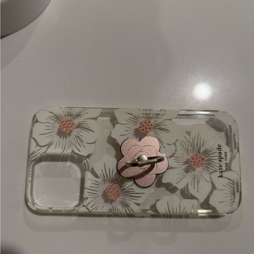 Kate Spade 13 pro max phone case with silver Popsocket. Only used a few days.